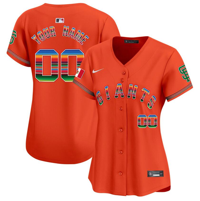 Women's San Francisco Giants ACTIVE PLAYER Custom Orange Mexico Vapor Premier Limited Stitched Jersey(Run Small)